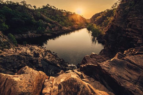Sunrise Edith Falls in northern Australia, Australia
