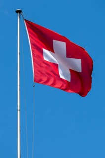 Swiss flag, Interlaken, Canton of Bern, Switzerland