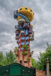 Tower of the Kuchlbauer brewery, designed by the artist Friedensreich Hundertwasser, Römerstr, 5-9,
