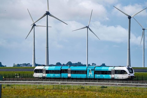Train connection to the seaport of Eemshaven, in the Ems estuary, the British transport company