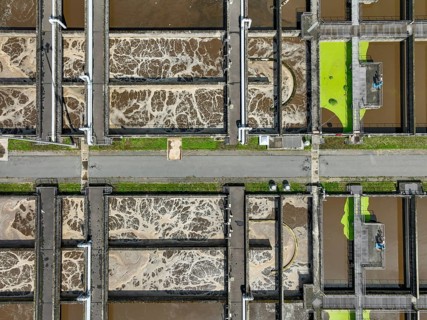 Germany - Wastewater treatment in a sewage treatment plant, clarifier with brown wastewater