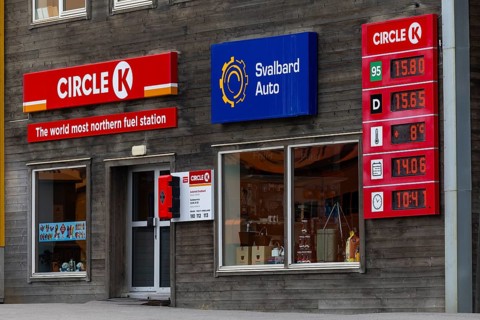 Circle petrol station, northernmost petrol station in the world, Longyearbyen, Spitsbergen,