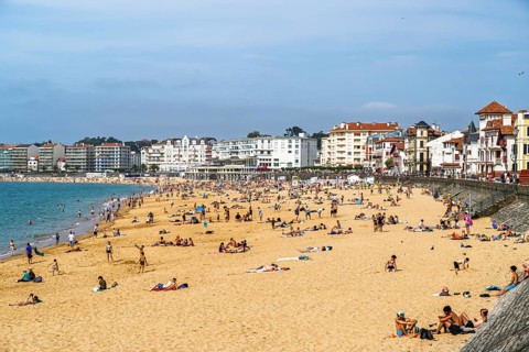 Beach and seaside in Saint-Jean-de-Luz, Nouvelle-Aquitaine, Pyrenees-Atlantiques, France