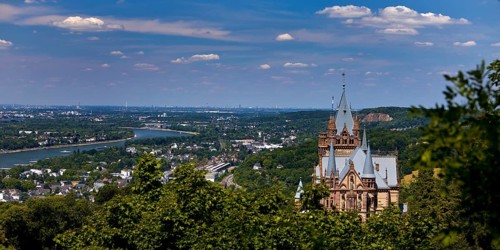 Drachenburg Castle overlooking the Rhine Valley, Siebengebirge, Königswinter, North