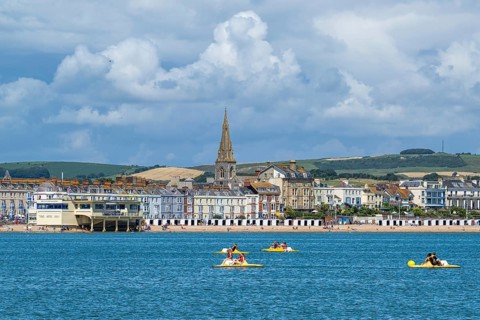 Beach and seaside in Weymouth, Esplanade, Weymouth, Dorset, England, United Kingdom