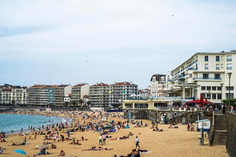 Beach and seaside in Saint-Jean-de-Luz, Nouvelle-Aquitaine, Pyrenees-Atlantiques, France
