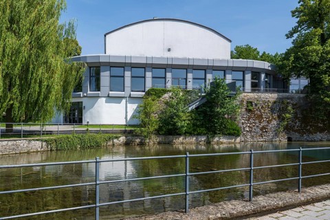 Congress centre, Lippe with Lippe spring, Bad Lippspringe, climatic health resort, North