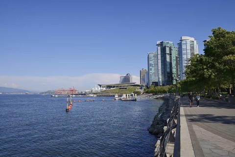 High-rise buildings, Harbour Green Park, Coal Harbour, Burrard Inlet, Vancouver, British Columbia,