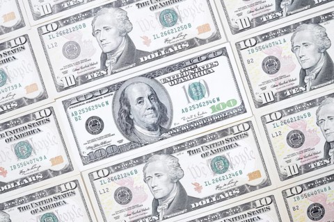 US dollar notes, 10 dollars, 100 dollars, banknotes