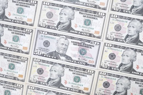 US dollar notes, 10 dollars, 50 dollars, banknotes