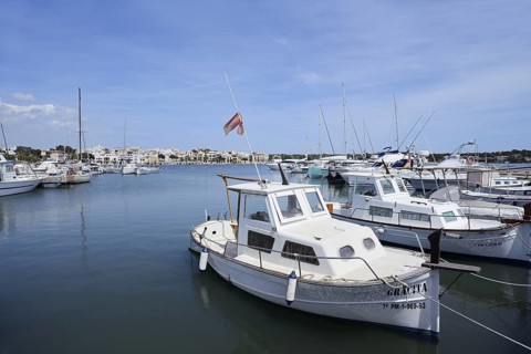 Boats in the harbour, Porto Colom, Majorca, Balearic Islands, Spain