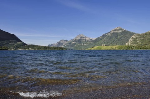 Lake Middle Waterton Lake and Prince of Wales Hotel, Waterton Lakes National Park, Alberta, Canada