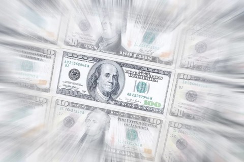 US dollar notes, 10 dollars, 100 dollars, banknotes, zoom effect