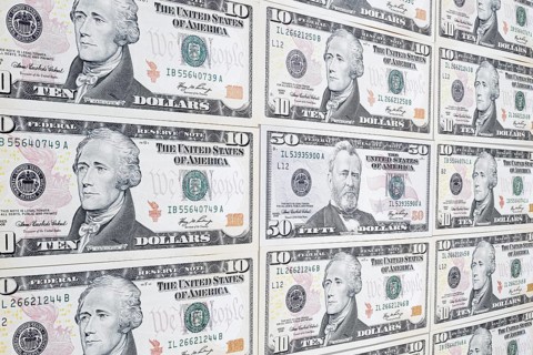 US dollar notes, 10 dollars, 50 dollars, banknotes