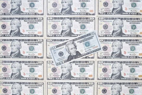 US dollar notes, 10 dollars, 20 dollars, banknotes