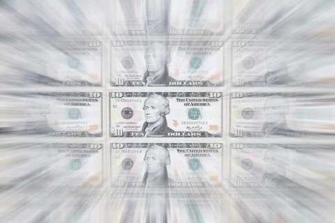 10 US dollar notes, 10 dollar banknotes, zoom effect