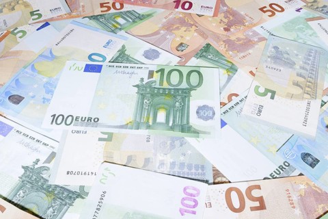 Various euro banknotes