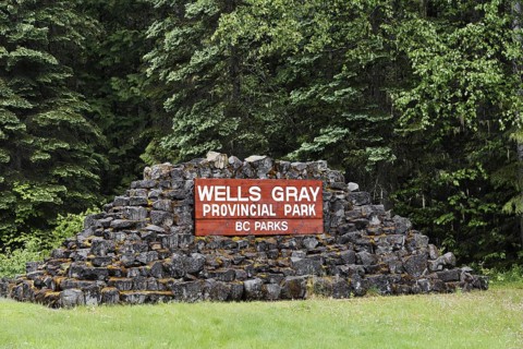 Sign at the park entrance, Wells Gray Provincial Park, British Columbia, Canada