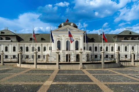 South side of Grassalkovich Palace, Presidential Palace, seat of the President of the Slovak