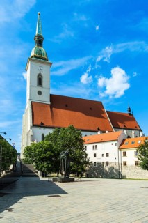 St Martin's Cathedral and the Holocaust Memorial in Bratislava, Slovakia