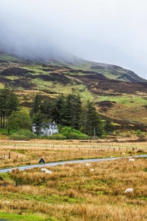 Farms over Loch Slapin, Isle of Skye, Scotland, UK