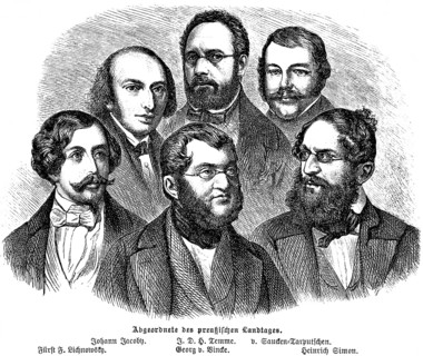 Members of the Prussian Parliament, Johann Jacoby, J.D.H. Temme, von Saucken-Tarputschen, Prince F.