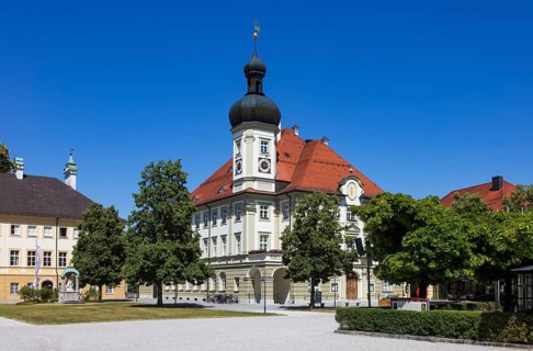 Town hall at Kapellplatz, place of pilgrimage, Altötting, Upper Bavaria, Bavaria, Germany