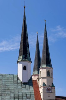 Church towers of the Chapel of Grace and the collegiate parish church of St Philip and St James on