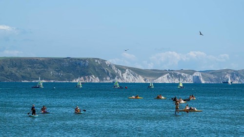 Beach and seaside in Weymouth, Esplanade, Weymouth, Dorset, England, United Kingdom