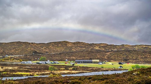 Rainbow over Sligachan Old Bridge, Isle of Skye, Scotland, UK