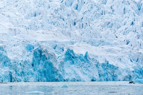 Glacier tongue, sea, Smeerenburgbreen, Spitsbergen, Svalbard