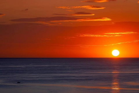 The sun rises on the Costa Rei in Sardinia, an Italian Mediterranean island, Sardinia, Costa Rei,