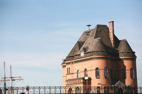 Striking architecture, harbour police station, police station, Kehrwiederspize No. 2, Hamburg,