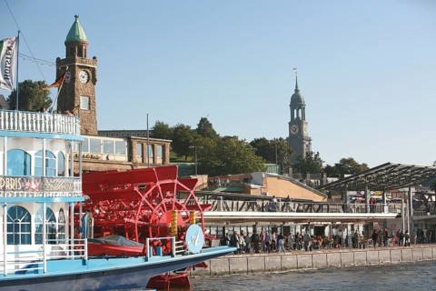Paddle steamer, harbour, Hamburg, Germany