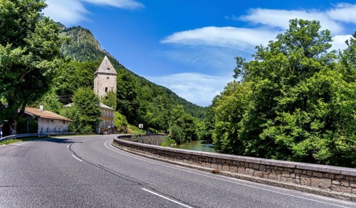 The Berchtesgadener Ache in Marktschellenberg, Bavaria, Germany