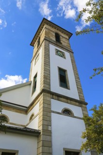 Protestant church, church, sacred building, church square, church tower, clock, Gomaringen,