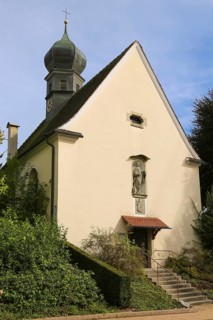 Chapel of St Wolfgang Oberuhldingen, built in 1711, onion dome, church tower, clock, sacred