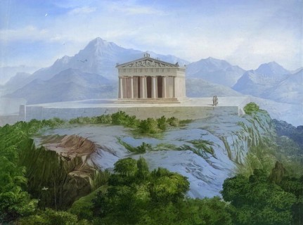 The sanctuary of Aphaia located on a hilltop is located on the Greek island of Aegina, between the