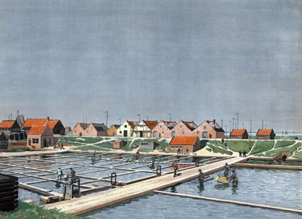Oyster farm, oyster farm in Yerseke, province of Zeeland, Holland, Netherlands, authentic