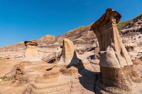 Breathtaking view of unique sandstone formations, known as hoodoos, dominating the landscape of