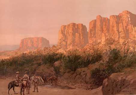 Am Waterberg, Table Mountain in Namibia, German colony, authentic reproduction of a school mural,