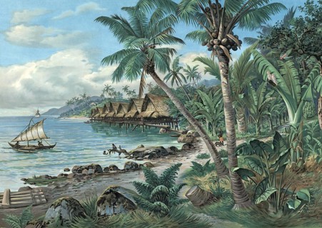 German colony, stilt village on Admiralty Island, Bismarck archipelago, archipelago in the western