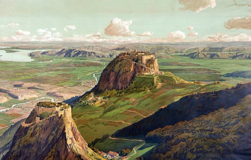 Hegau, burglary basin with volcanic ruins, a historic district of the Duchy of Swabia northwest of