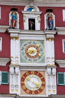 Clock at the old town hall, city of Esslingen, district of Esslingen, Baden-WÃ¼rttemberg, Germany