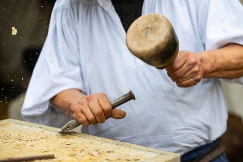 Stonemason, crafts, medieval clothing, medieval market, city of Esslingen, district of Esslingen,