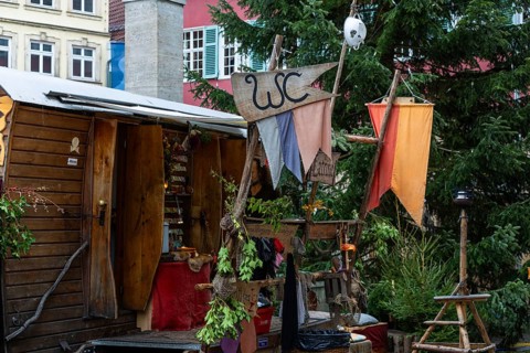 Latrine (WC), medieval market, city of Esslingen, district of Esslingen, Baden-WÃ¼rttemberg,