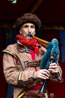 Bagpipers, musician, medieval clothing, medieval market, city of Esslingen, district of Esslingen,