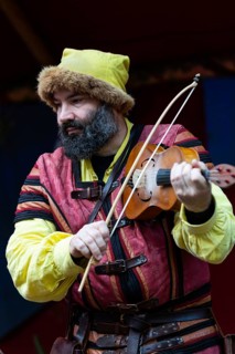 Violinist, musician, medieval clothing, medieval market, city of Esslingen, district of Esslingen,