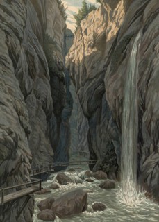 Partnachklamm, a 700 meter long gorge cut in part by the Partnach torrent over 80 meters deep in