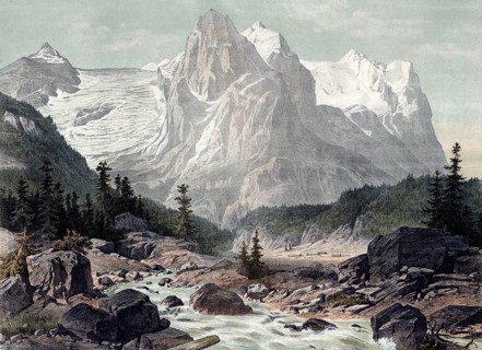 Wellhorn, mountain in the Bernese Alps and Wetterhorn, Bernese Oberland, Switzerland, authentic